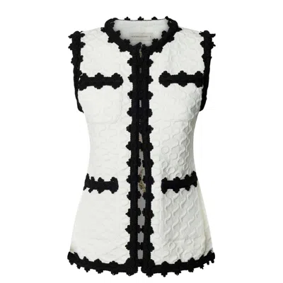 The Extreme Collection Women's Black / White Tristan White Structured Knit Waistcoat - Limited Edition In Multi