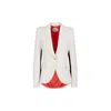 The Extreme Collection Women's Black / White White Tailored Blazer With Black Side Panels And Shawl Lapel Madison In Black/white