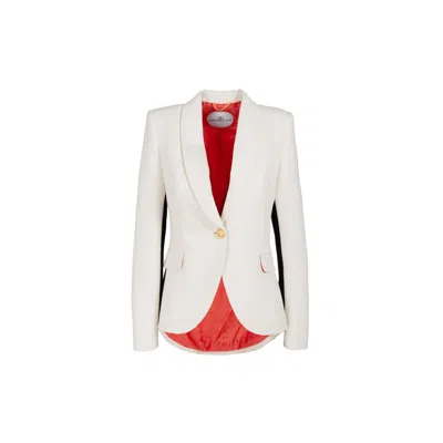 The Extreme Collection Women's Black / White White Tailored Blazer With Black Side Panels And Shawl Lapel Madison In Black/white