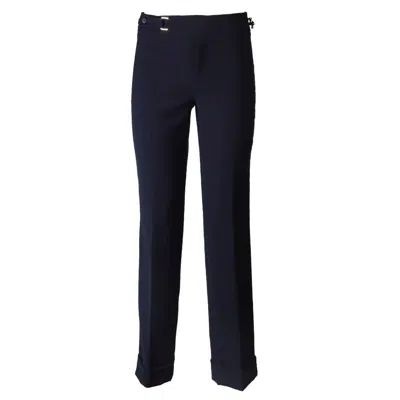 The Extreme Collection Women's Blue Atelier Navy Buckle Pants
