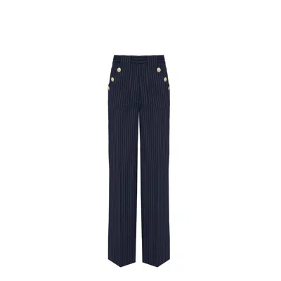The Extreme Collection Women's Blue Atelier Navy Pinstripe Trousers