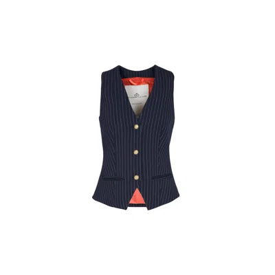 The Extreme Collection Women's Blue Atelier Navy Pinstripe Vest