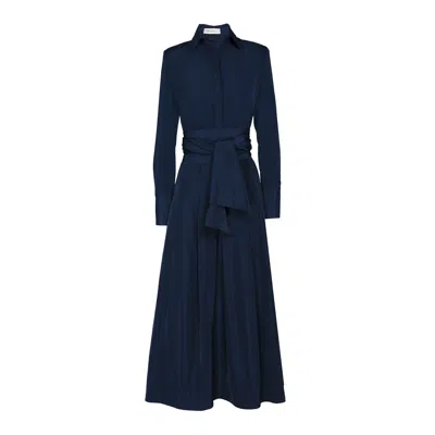 The Extreme Collection Women's Blue Cornelia Solid Navy Midi Shirt Dress With Tie Belt