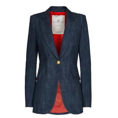 The Extreme Collection Women's Blue Fitted Denim Blazer Milan In Multi