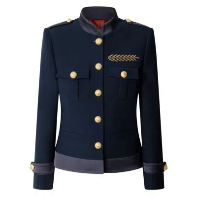 The Extreme Collection Women's Blue / Gold Ilva Star Navy Military Jacket With Gold Embroidery - Limited Edition In Multi