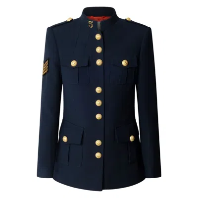 The Extreme Collection Women's Blue / Gold Manhattan Blue Military Tailored Jacket - Limited Edition In Multi