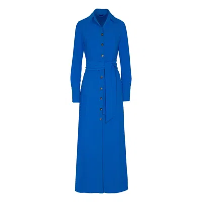 The Extreme Collection Women's Blue Klein Crepe Cornelia Shirt Dress