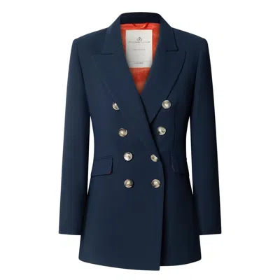 The Extreme Collection Women's Blue Lafayette Navy Double-breasted Tailored Blazer - Limited Edition