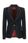 The Extreme Collection Women's Rock Star Statement Black Blazer With Gold And Black Studded Embellishments In Black