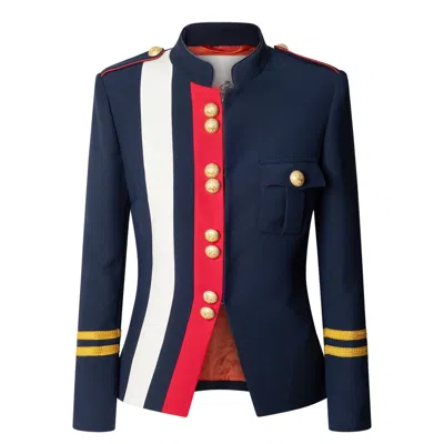 The Extreme Collection Women's Blue Navy Military Jacket With Epaulets And Gold Buttons Claudia London