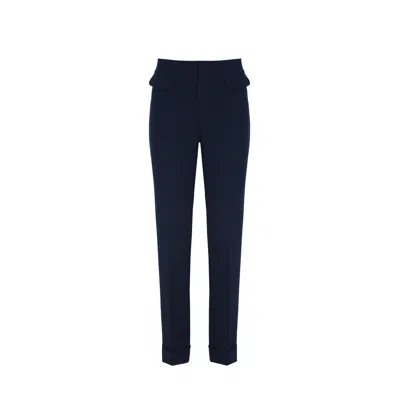 The Extreme Collection Women's Blue Olivia Navy Straight Premium Crepe Pants