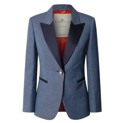 The Extreme Collection Women's Blue Paddy Striped Linen Tailored Blazer - Limited Edition