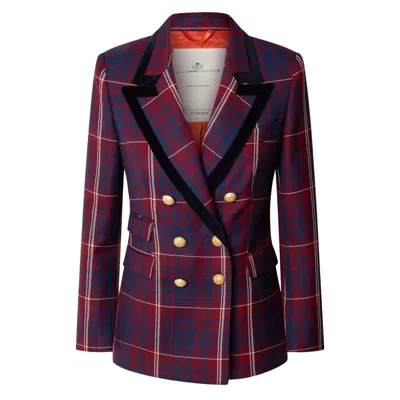 The Extreme Collection Women's Blue / Red / Black Checked Blazer With Velvet Lapel Anderson In Blue/red/black