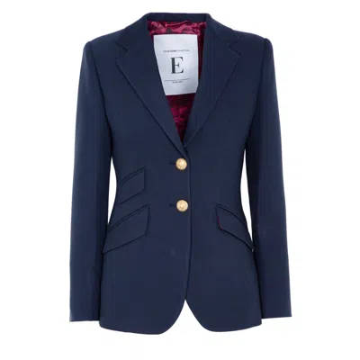 The Extreme Collection Women's Blue Single Breasted Premium Crepe Navy Agneta Blazer