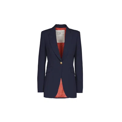 The Extreme Collection Women's Blue Single Breasted Premium Crepe Navy Paris Blazer