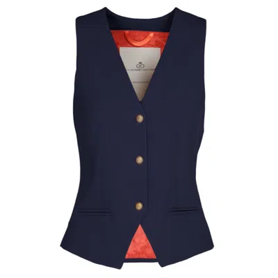 The Extreme Collection Women's Blue Super Crepe Vest With Gold Buttons Atelier