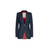 The Extreme Collection Women's Blue Tailored Dark Denim Jacket With Classic Lapels & Gold Button Details Milan