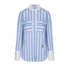 The Extreme Collection Women's Blue / White Blue And White Striped Cotton Shirt Gabrielle In Blue/white
