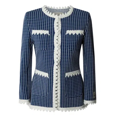 The Extreme Collection Women's Blue / White Jasper Structured Knit Jacket - Limited Edition In Multi