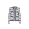 The Extreme Collection Women's Blue / White Tweed Jacket With Textured Trim In Blue And White Marquette In Blue/white