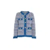 The Extreme Collection Women's White / Blue Wool And Alpaca Tweed Blue Jacket With White Pattern Gaston In Blue/white