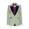 The Extreme Collection Women's Blue / Yellow / Orange Fiona Blue Gingham Check Blazer In Blue/yellow/orange