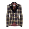 The Extreme Collection Women's Blue / Yellow Yellow Scottish Tartan Check Blazer