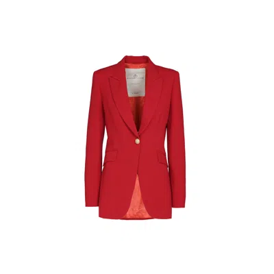 The Extreme Collection Women's Bold Red Single-breasted Blazer With Gold Buttons Benedetta