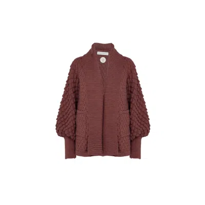 The Extreme Collection Women's Brown Alpaca And Merino Wool Oversized Chunky Knit Short Cardigan Olivier