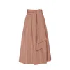 The Extreme Collection Women's Brown Beige Taffeta Midi Skirt With Bow