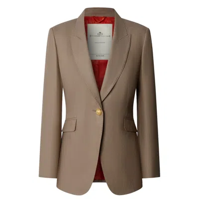The Extreme Collection Women's Brown Leonetta Hazelnut Linen Tailored Blazer - Limited Edition