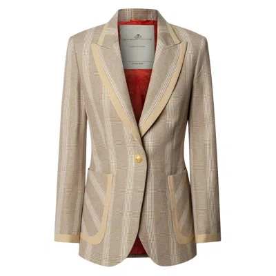 The Extreme Collection Women's Brown / Neutrals Gilbertine Camel Linen-blend Blazer - Limited Edition