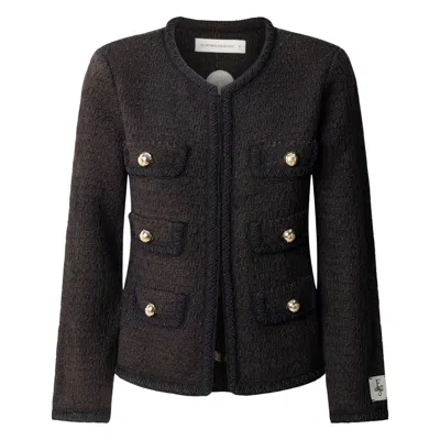 The Extreme Collection Women's Brown Two-toned Knit Jacket Preston In Black