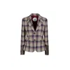 The Extreme Collection Women's Cavalier Plaid Wool Blazer With Elbow Patches And Notched Lapels