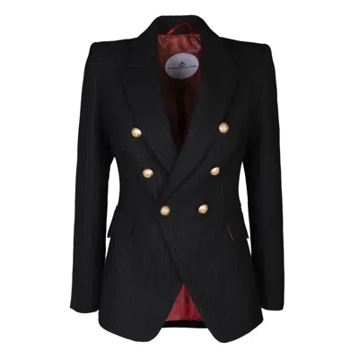The Extreme Collection Women's Chloe Black Pinstripe Double Breasted Blazer