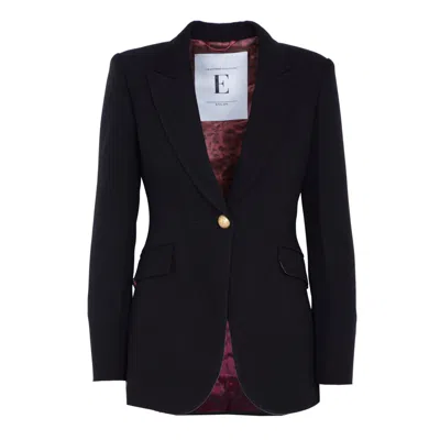 The Extreme Collection Women's Classic Black Single-breasted Blazer With One Gold Button Charlotta