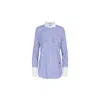 The Extreme Collection Women's Classic Blue Striped Shirt With Contrasting White Collar And Cuffs Briana In Blue