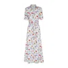 The Extreme Collection Women's Cornelia Liberty London White Printed Midi Shirt Dress With Tie Belt