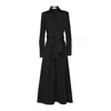 The Extreme Collection Women's Cornelia Solid Black Midi Shirt Dress With Tie Belt
