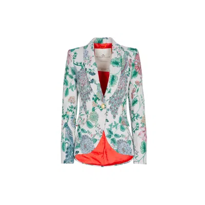 The Extreme Collection Women's Elegant Single-button Jacket With Vibrant Botanical Design Allegra In Yellow