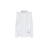 The Extreme Collection Women's Elegant White Pintuck Shirt With Bee Hive Smocked Mao Collar Detail In White