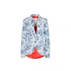 The Extreme Collection Women's Floral Tailored Jacket In White Wth Blue Botanical Print Marcella In Blue