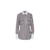 The Extreme Collection Women's Gabrielle Striped Button-down Brown Shirt With Contrast Collar & Cuffs