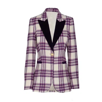 The Extreme Collection Women's Giulia Purple Checkered Blazer