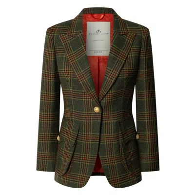 The Extreme Collection Women's Green Checked Wool Blazer Grant