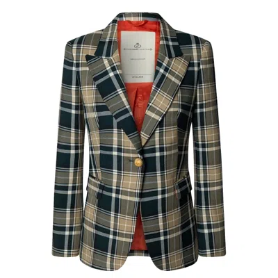 The Extreme Collection Women's Green / Neutrals Checked Earth Tone Blazer Murray