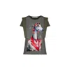 The Extreme Collection Women's Green T-shirt With Layered Shoulder Pepa