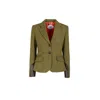 The Extreme Collection Women's Green Vermont Rustic Plaid Wool Blazer With Leather Accents