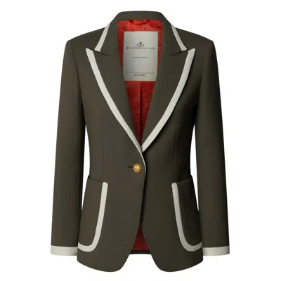 The Extreme Collection Women's Green / White Green Blazer With Contrast Piping Laurent In Green/white