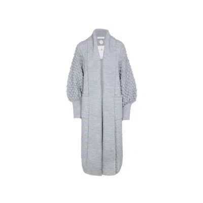 The Extreme Collection Women's Grey Alpaca And Merino Wool Oversized Chunky Knit Long Cardigan Nadine